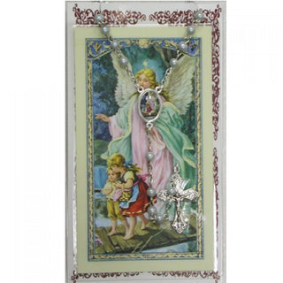 Blue Rosary & Prayer Card