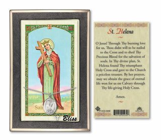 Sterling Silver Saint Helen Medal | 18-inch Chain | Saint Helena Prayer Card Engraved Catholic Saint Jewelry