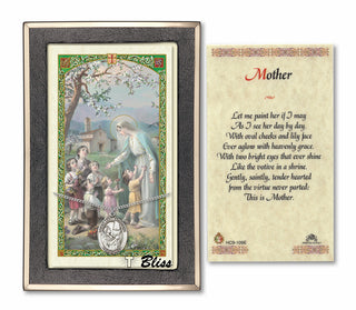 Silver Filled Saint Mary Magdalene Medal on an 18 inch Lite Curb Chain with a Mary with Children -Mother Prayer Card. Engraved Catholic Saint Jewelry