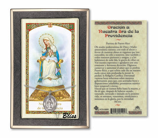 Sterling Silver Virgen de la Divina Medal | 18-inch Chain | Prayer to Our Lady of Divine Providence Prayer Card Engraved Catholic Saint Jewelry