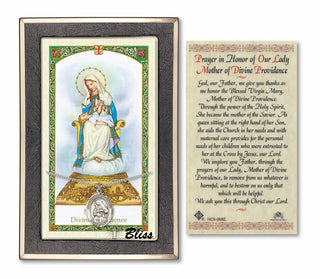 Sterling Silver Our Lady of Providence Medal | 18-inch Chain | Prayer to Our Lady of Divine Providence Prayer Card Engraved Catholic Saint Jewelry