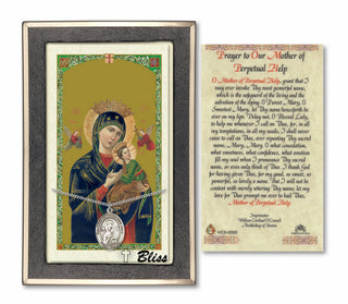 Sterling Silver Our Lady of Perpetual Help Medal | 18-inch Chain | Prayer to Our Lady of Perpetual Help Prayer Card Engraved Catholic Saint Jewelry