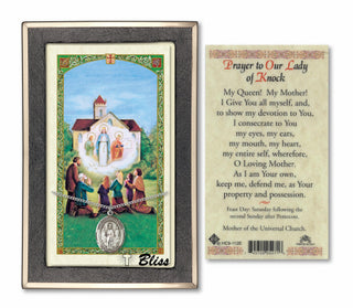 Silver Filled Our Lady of Knock Medal on an 18 inch Lite Curb Chain with a Prayer to Our Lady of Knock Prayer Card. Engraved Catholic Saint Jewelry