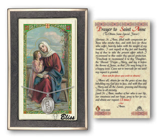 Sterling Silver Saint Anne Medal | 18-inch Chain | Prayer to St Anne Prayer Card Engraved Catholic Saint Jewelry