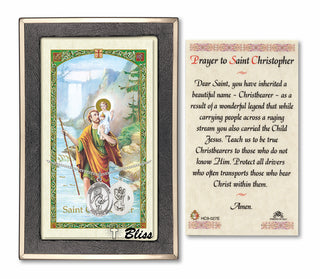 Silver Filled Saint Christopher/Tennis Medal on an 18 inch Lite Curb Chain with a Prayer to St Cristopher Prayer Card.