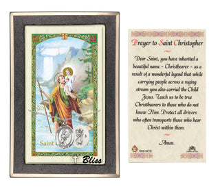 Sterling Silver Saint Christopher/Softball Medal Necklace with Prayer to St Cristopher Prayer Card