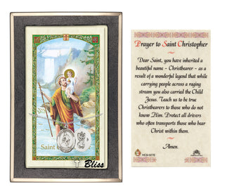 Sterling Silver Saint Christopher/Wrestling Medal Necklace with Prayer to St Cristopher Prayer Card