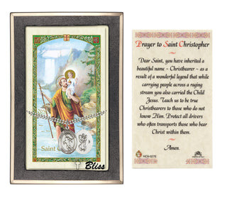 Sterling Silver Saint Christopher/Track&Field Medal Necklace with Prayer to St Cristopher Prayer Card