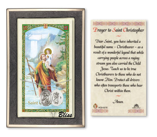 Sterling Silver Saint Christopher/Swimming Medal Necklace with Prayer to St Cristopher Prayer Card