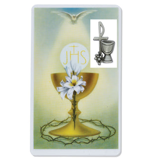 Pewter Communion Pin with Holy Card
