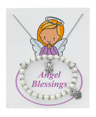 Pink Pearl Bracelet & Angel Pn