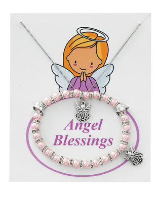 Pink Pearl Bracelet & Angel Pn