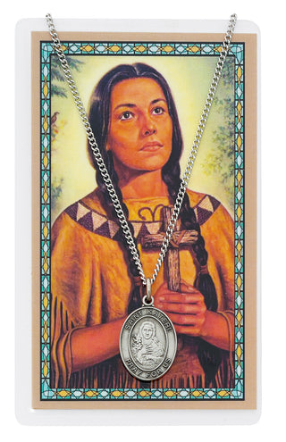 St Kateri Medal & Prayer Card