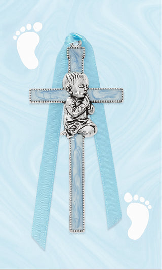 3.5-inch Blue Boy Crib Cross Ribbon 