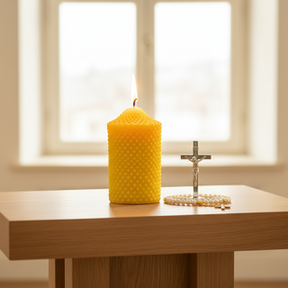 100% Beeswax Catholic Prayer Pillar Candle