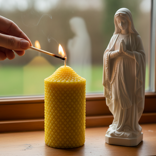 100% Beeswax Catholic Prayer Pillar Candle