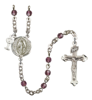 Silver Plated 4mm Austrian Crystal Scapular Rosary in Amethyst