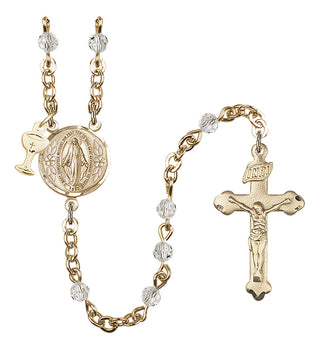 Gold Plated 4mm Austrian Crystal Scapular Rosary in Crystal
