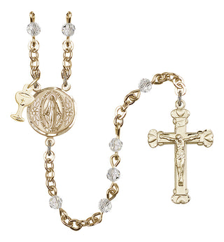 Gold Plated 4mm Austrian Crystal Scapular Rosary in Crystal