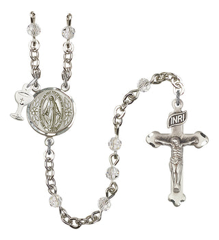 Silver Plated 4mm Austrian Crystal Scapular Rosary in Crystal
