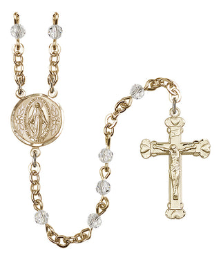 Gold Plated 4mm Austrian Crystal Miraculous Rosary in Crystal