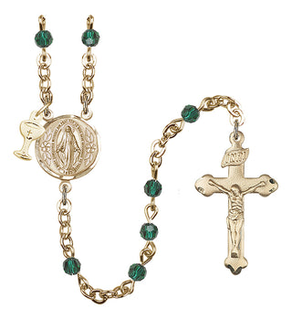 Gold Plated 4mm Austrian Crystal Scapular Rosary in Emerald