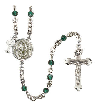 Silver Plated 4mm Austrian Crystal Scapular Rosary in Emerald