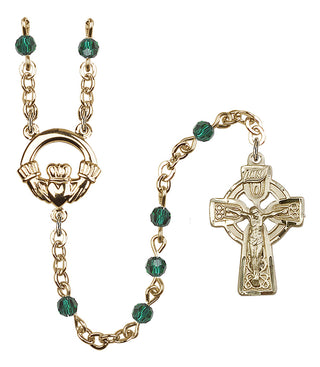Gold-Plated 4mm Claddagh Rosary