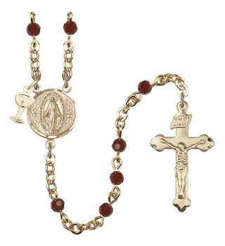 Gold Plated 4mm Austrian Crystal Scapular Rosary in Garnet