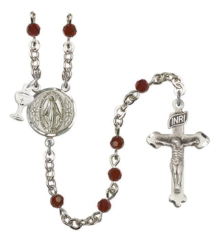 Silver Plated 4mm Austrian Crystal Scapular Rosary in Garnet