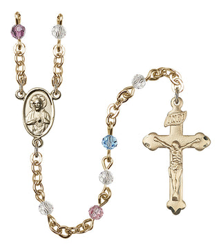Gold Plated 4mm Austrian Crystal Scapular Rosary in Multi-Color