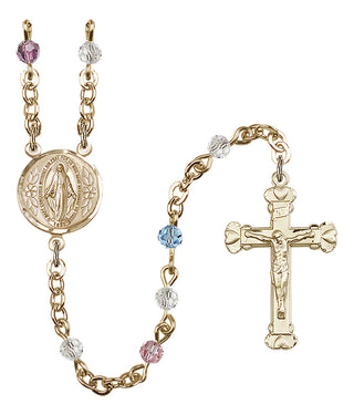 Gold Plated 4mm Austrian Crystal Miraculous Rosary in Multi-Color