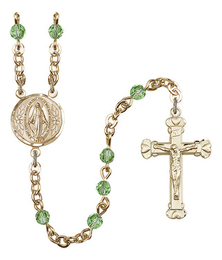 Gold Plated 4mm Austrian Crystal Miraculous Rosary in Peridot
