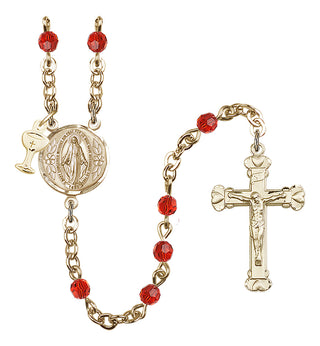 Gold Plated 4mm Austrian Crystal Scapular Rosary in Ruby