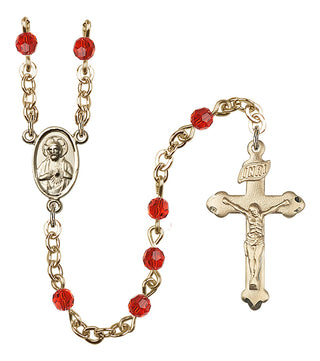 Gold Plated 4mm Austrian Crystal Scapular Rosary in Ruby