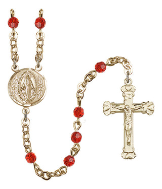 Gold Plated 4mm Austrian Crystal Miraculous Rosary in Ruby