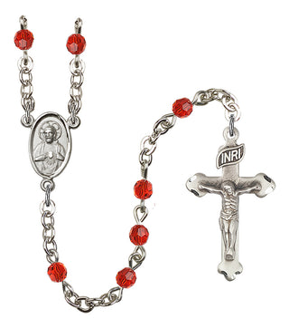 Silver Plated 4mm Austrian Crystal Scapular Rosary in Ruby