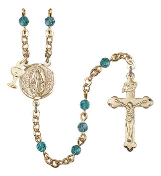 Gold Plated 4mm Austrian Crystal Scapular Rosary in Zircon