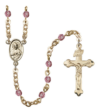 Gold Plated 4mm Fire Polished Scapular Rosary in Amethyst