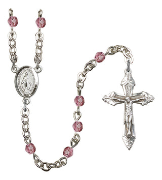 Silver Plated 4mm Fire Polished Miraculous Rosary in Amethyst