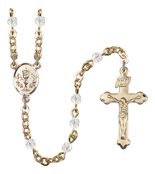 Gold Plated 4mm Fire Polished Scapular Rosary in Crystal