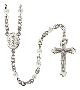 Silver Plated 4mm Fire Polished Scapular Rosary in Crystal