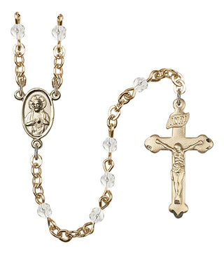Gold Plated 4mm Fire Polished Scapular Rosary in Crystal