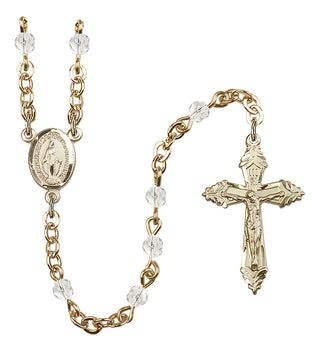 Gold Plated 4mm Fire Polished Miraculous Rosary in Crystal