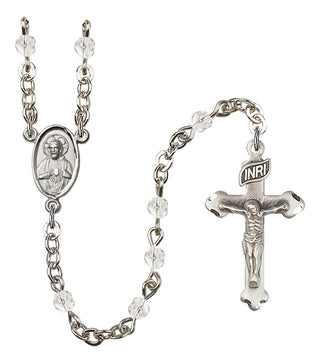 Silver Plated 4mm Fire Polished Scapular Rosary in Crystal