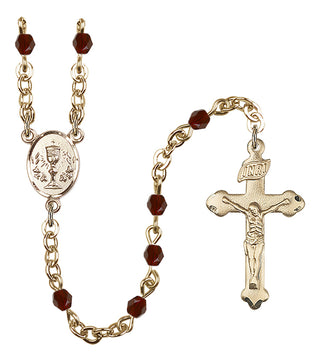 Silver Plated 4mm Fire Polished Scapular Rosary in Garnet