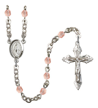 Silver Plated 4mm Fire Polished Miraculous Rosary in Light Rose