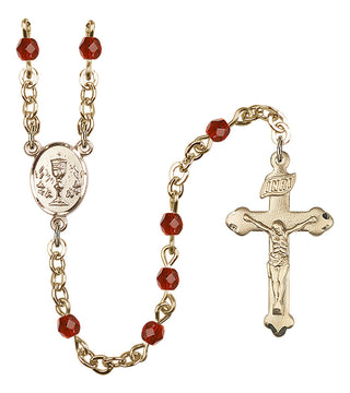 Silver Plated 4mm Fire Polished Scapular Rosary in Ruby