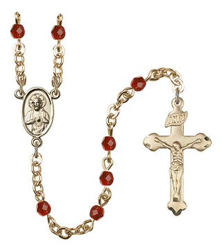 Gold Plated 4mm Fire Polished Scapular Rosary in Ruby