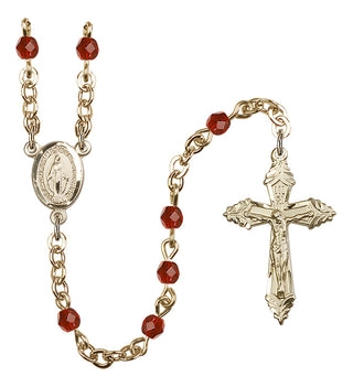 Gold Plated 4mm Fire Polished Miraculous Rosary in Ruby